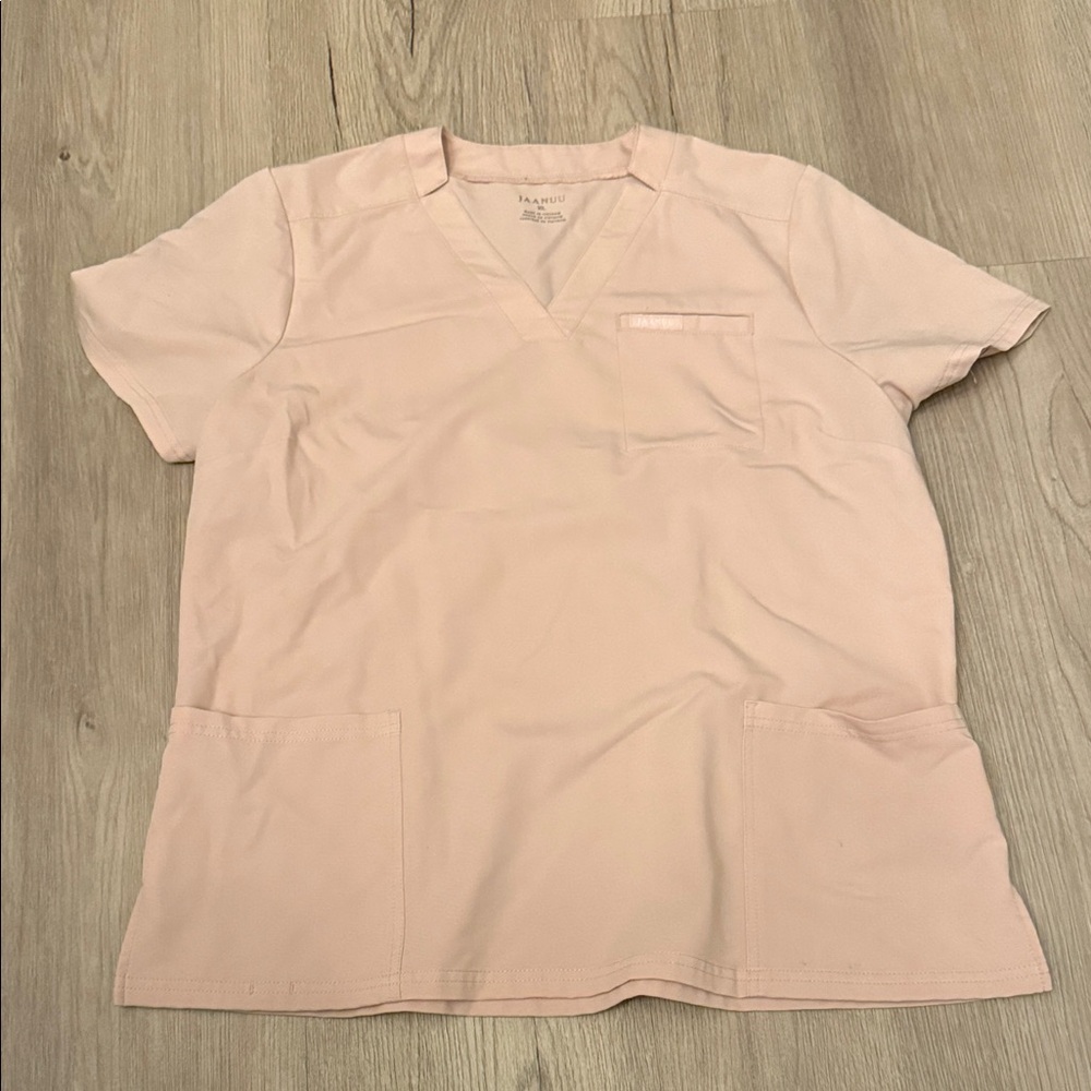 Women's Pink/Beige V-Neck Scrub Top - Jaanuu XL